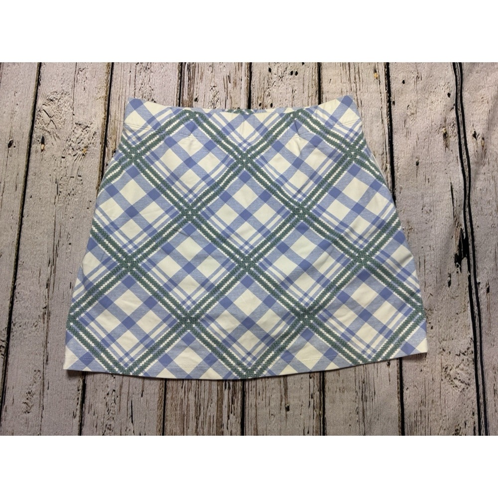 J.MCLAUGHLIN Blue Green Plaid Catalina Cloth Knit Pull-On Skort Golf Tennis XS